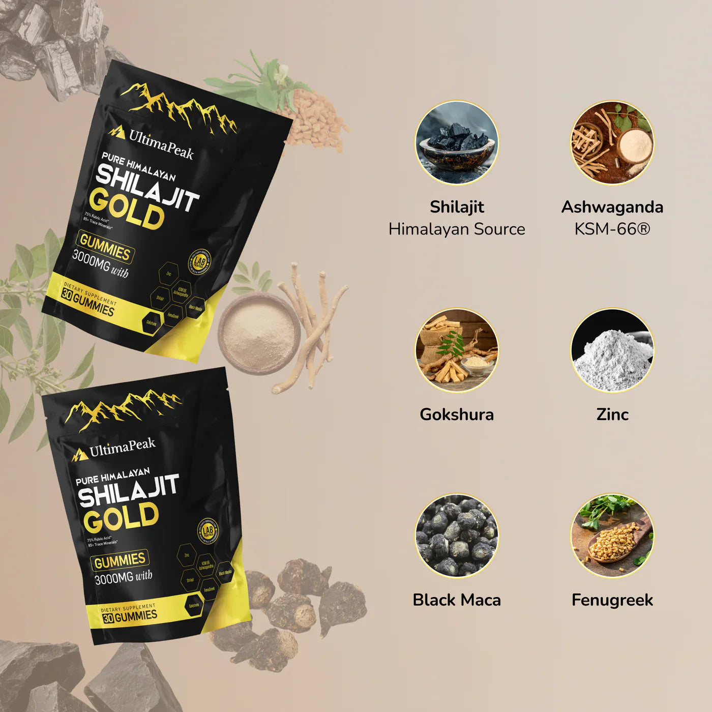 Gummies purs de Shilajit (60 gommes)