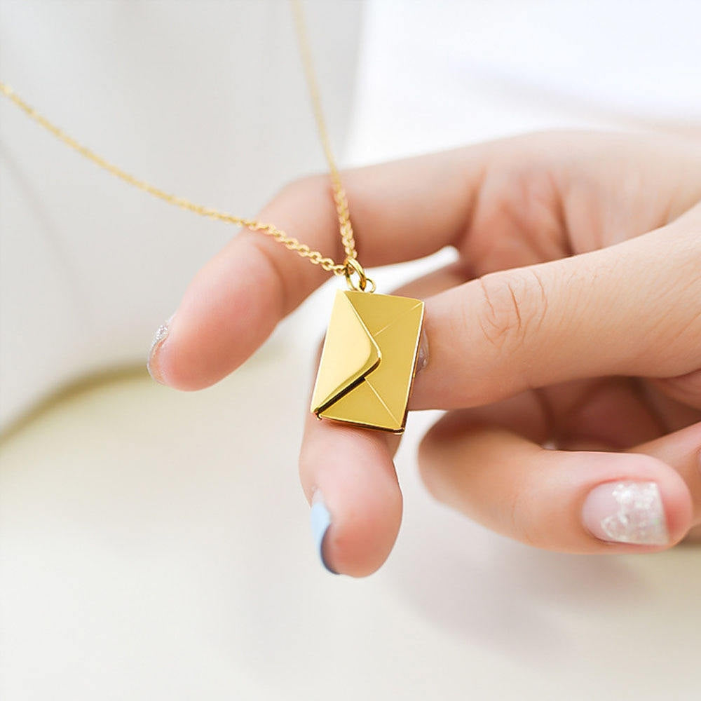 Collier Enveloppe doré "I Love You" - Pendentif Message Secret