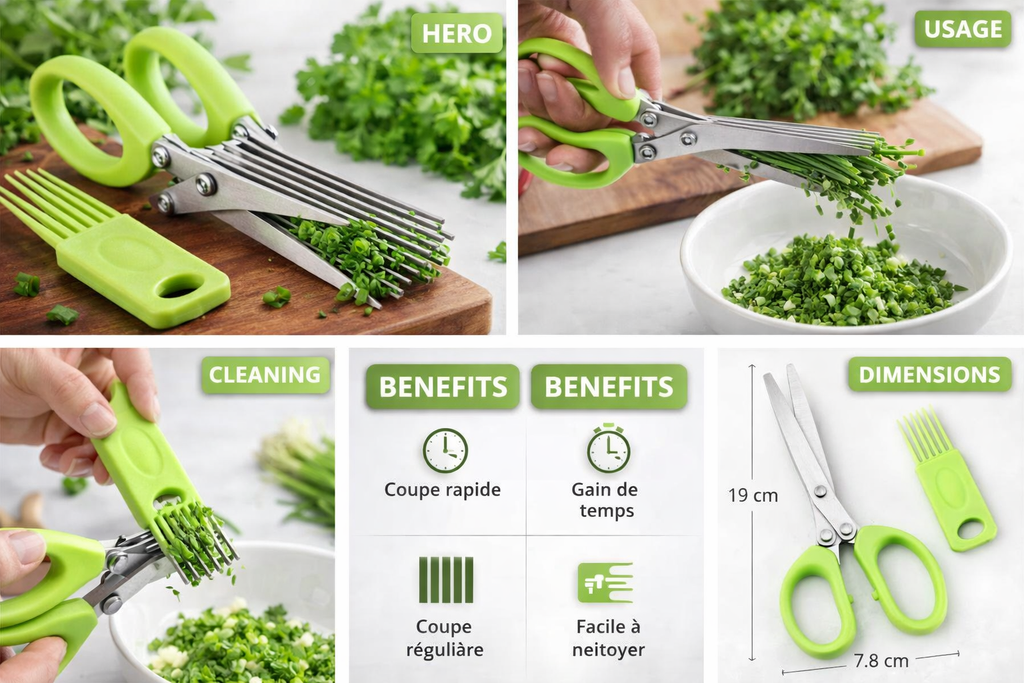 🌿 Ciseaux de Cuisine Multifonction à 5 Lames
