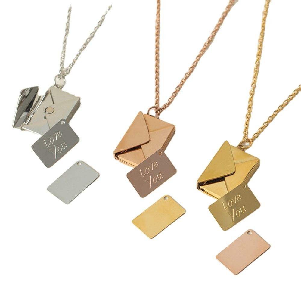Collier Enveloppe doré "I Love You" - Pendentif Message Secret