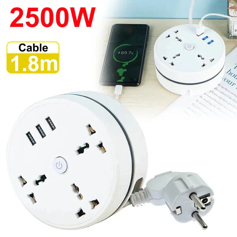 Multiprise intelligente avec prises CA (UE) pour la maison – Rallonge électrique polyvalente avec ports USB et charge rapide