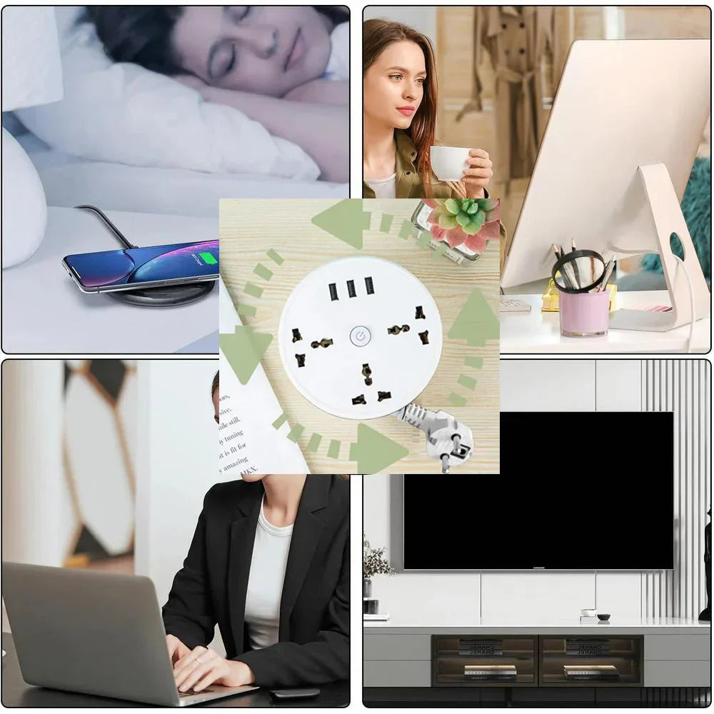 Multiprise intelligente avec prises CA (UE) pour la maison – Rallonge électrique polyvalente avec ports USB et charge rapide