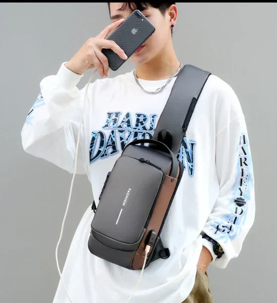 Sac intelligent à bandoulière antivol avec port USB
