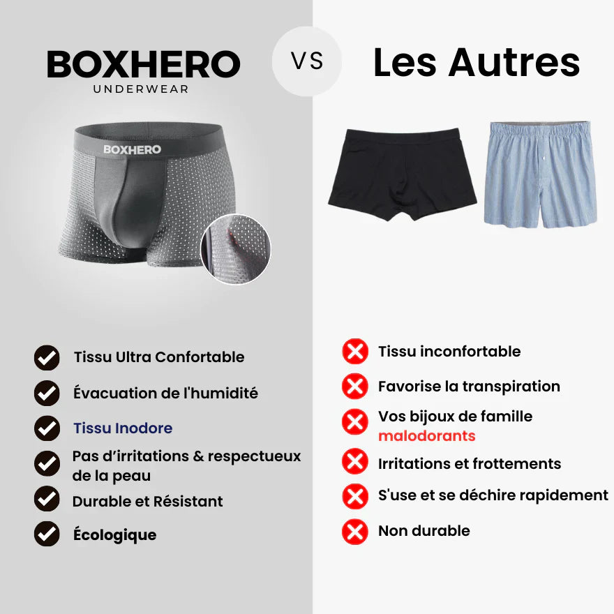 BoxHero™ - Boxer en fibre de bambou ultra-confortable (3 pièces + 1 gratuit)