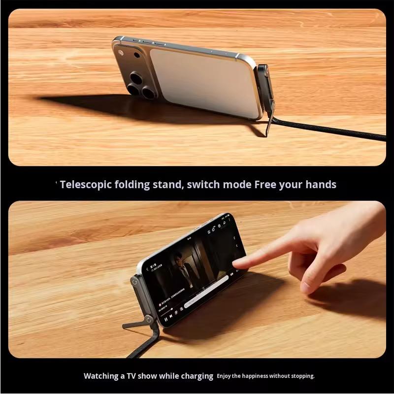 Câble de charge rapide 240 W avec support de téléphone intégré (pliable)