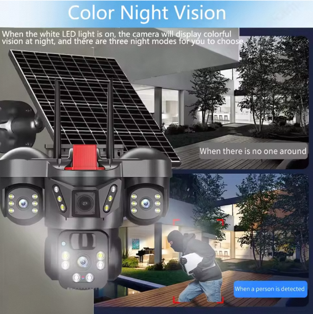 Caméra de surveillance solaire à alarme