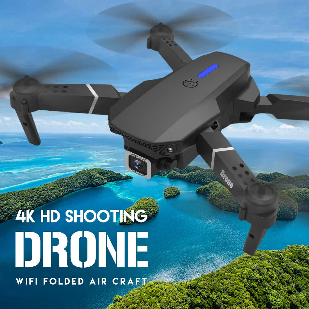 Drone quadricoptère pliable E88 Pro - WIFI FPV, caméra HD 4K, maintien d'altitude