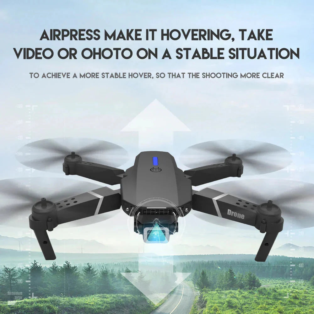 Drone quadricoptère pliable E88 Pro - WIFI FPV, caméra HD 4K, maintien d'altitude