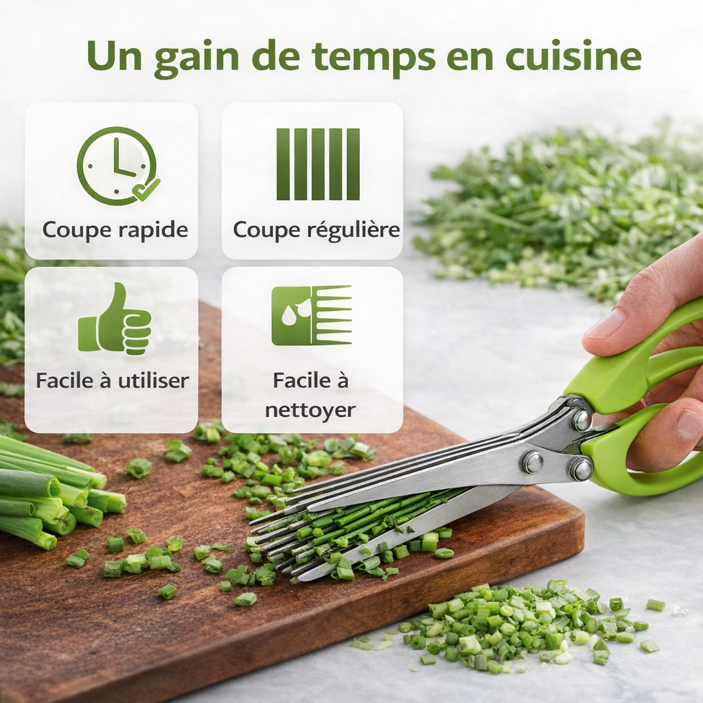 🌿 Ciseaux de Cuisine Multifonction à 5 Lames