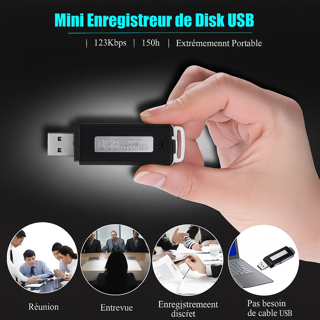Clé USB Enregistreur vocal Ultra discrète