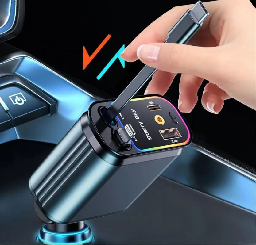 ✅ 4-en-1 Chargeur de Voiture – Fini les batteries à plat
