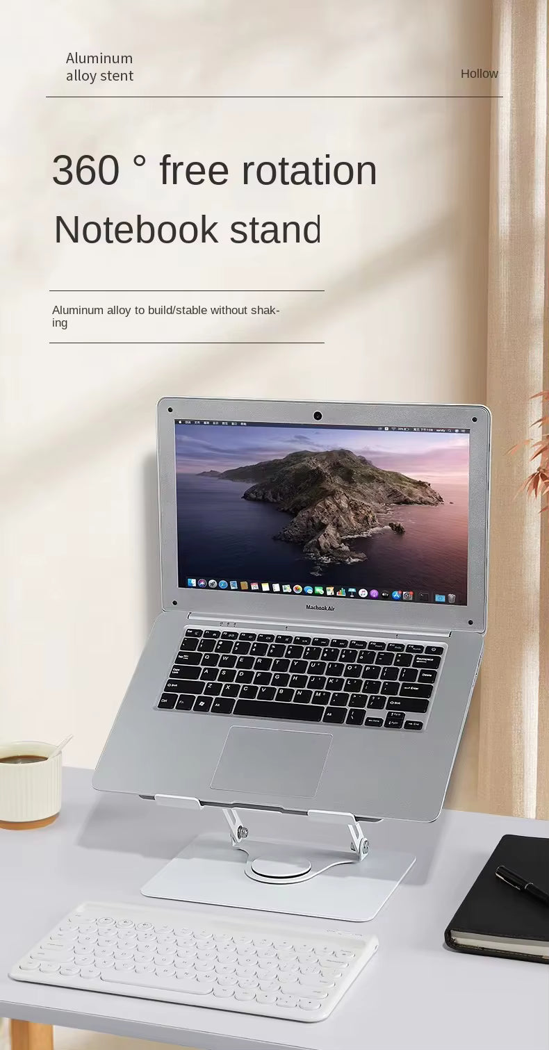 Support d'ordinateur portable réglable à 360° avec refroidisseur intégré